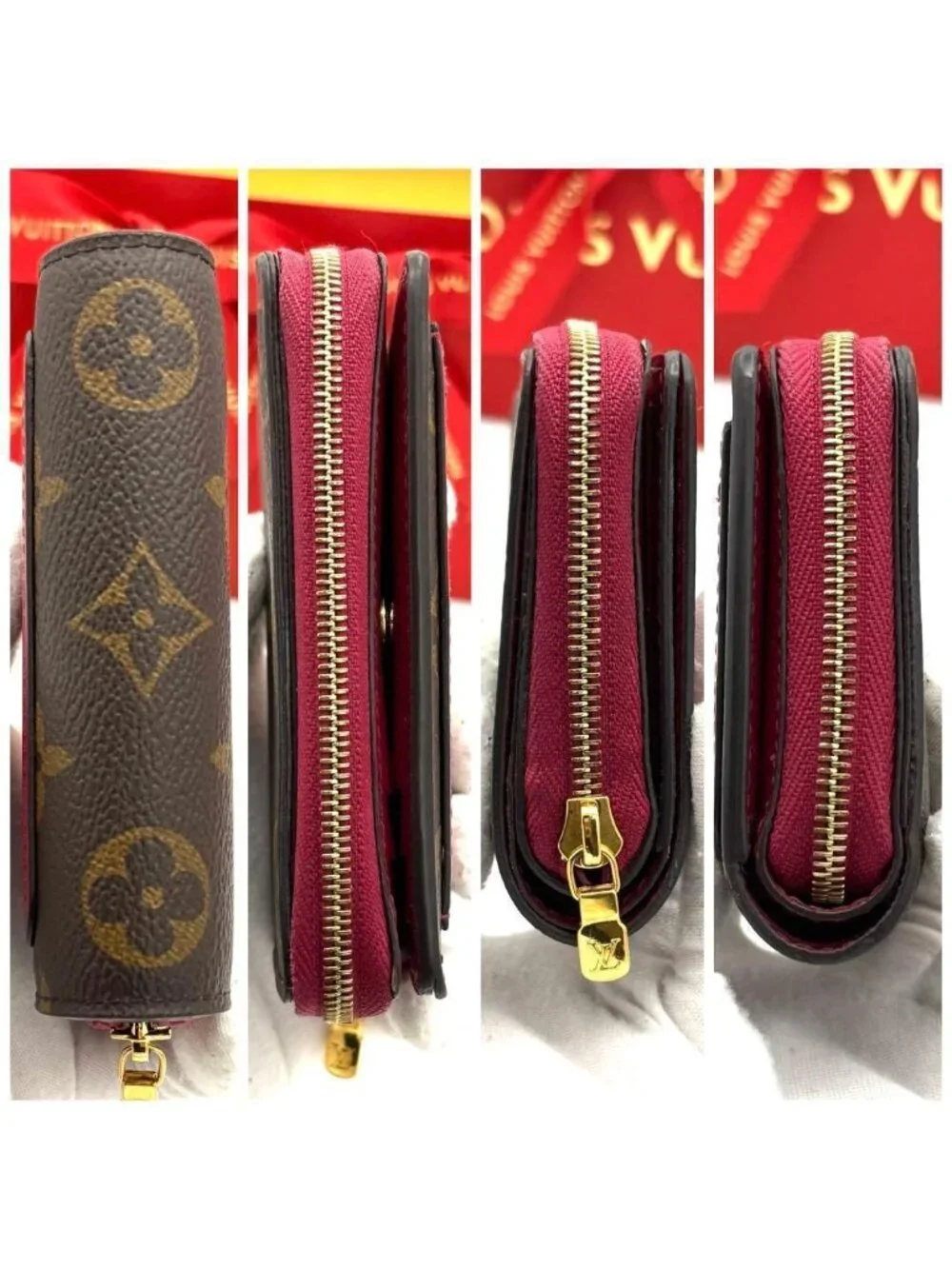 Louis Vuitton Portefeuille Lou Fuchsia Monogram Brown Red Wallet